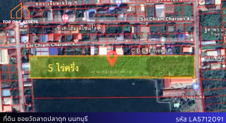 ที่ดินติดถนนคอนกรีต ซอยวัดลาดปลาดุก นนทบุรี การเดินทางสะดวกสบาย