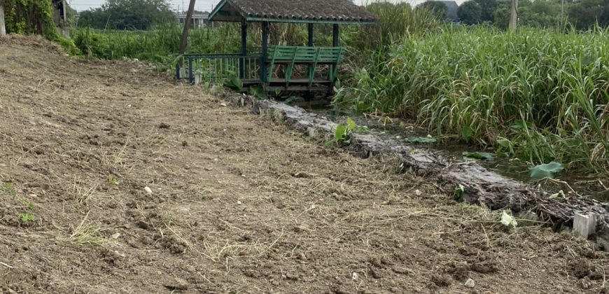 ที่ดินติดคลองบางหลวงเชียงราก ซอยซอยวัดมะขาม ที่ถมดินแล้ว บรรยากาศดี